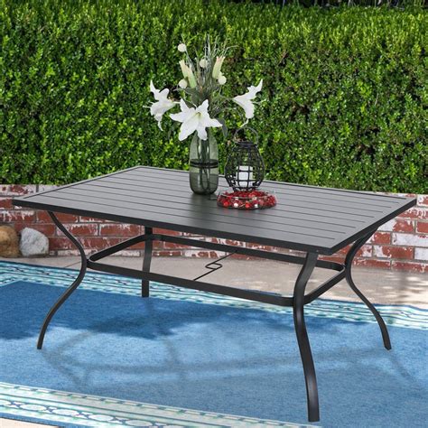 black outdoor patio dining table